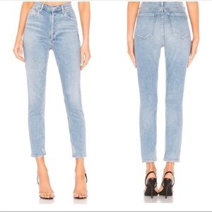 Agolde Nico High Rise Slim Fit Blue Jean Embark Buttonfly A093D-1256 Size 28